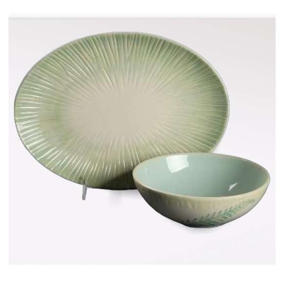 Pfaltzgraff Other - Pfaltzgraff “Garden Of Eden” Sage Green Serving Oval Platter & Dip Bowl …